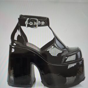 Demonia Black Patent Platform Shoe 7( Size Missing, Please See Measurements)